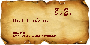 Biel Eliána névjegykártya